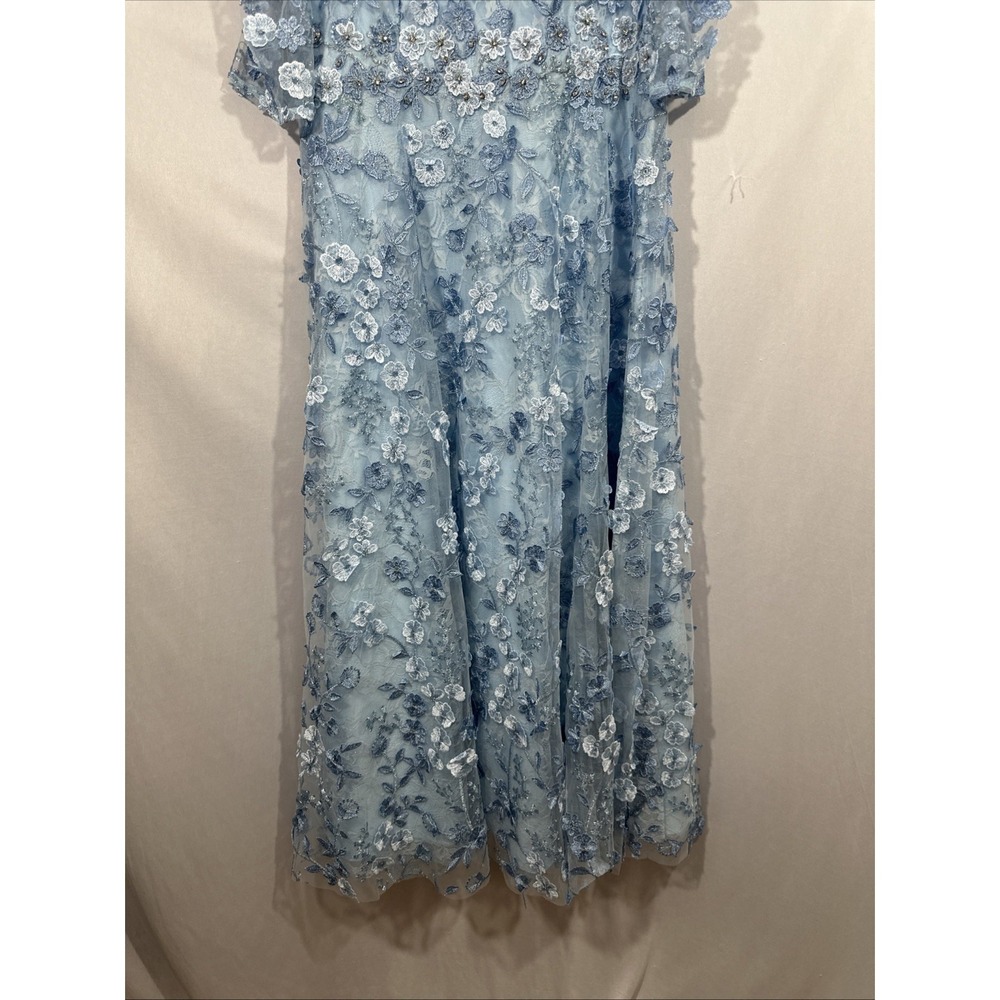 NWT MAC DUGGAL [‎ 12 ] 68193 Applique High Neck Puff Sleeve A Line Dress J2170 - Picture 11 of 11